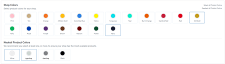 Select Shop Colors